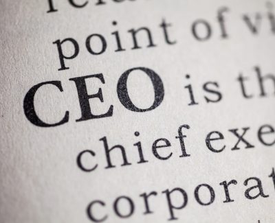 Dictionary definition of the word CEO. Chief executive officer