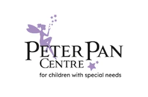 Peter Pan Centre logo featuring a purple fairy blowing stars above the text Peter Pan Centre for children with special needs.