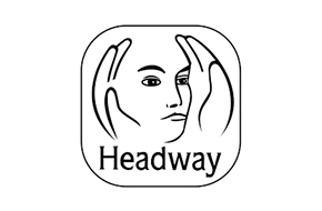 Headway logo featuring a stylized face framed by two hands in a minimalist black line illustration.