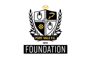 Port Vale F.C. Foundation logo featuring a black and gold crest with laurel branches and the year 1876.